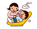 歯の定期健診やフッ素塗布を行う。