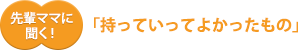先輩ママに聞く！「持っていってよかったもの」