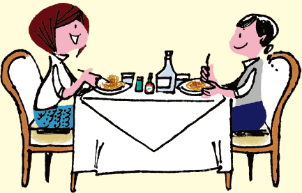 親子で食卓を囲むイメージイラスト