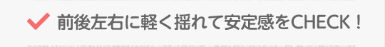前後左右に軽く揺れて安定感をCHECK!