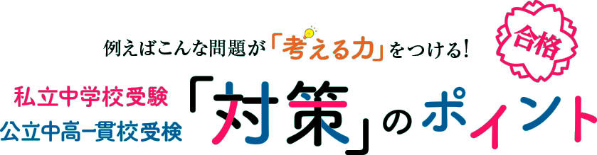 例えばこんな問題が「考える力」をつける!私立中学校受験 公立中高一貫校受検 「対策」のポイント