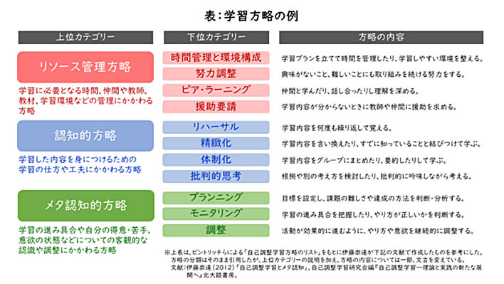 表:学習方略の例