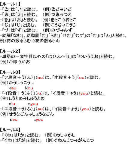歴史的かな遣いの基本的な4つのルール