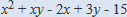 x^2+xy-2x+3y-15